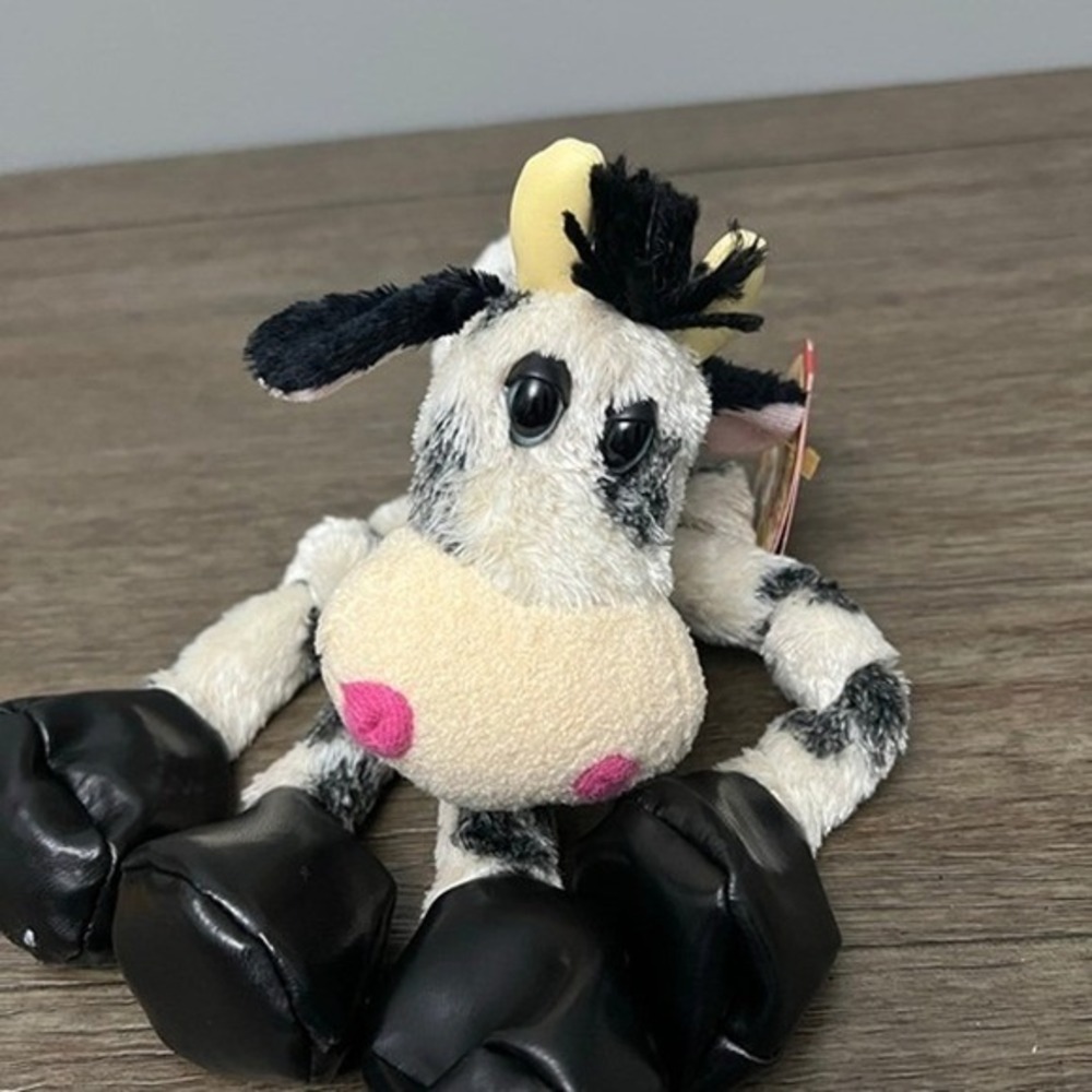 First‎ & Main Knot Knee Cow Plush Spotted Black White Long Floppy Legs 11 inch